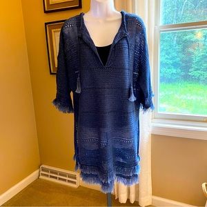 Polo Ralph Lauren denim colored 100% linen crochet cover-up/tunic. Size Small